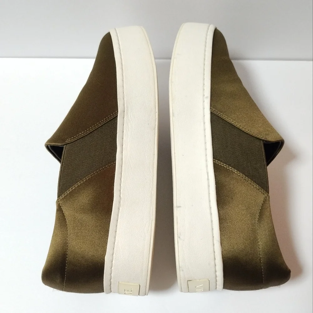 Vince Olive Green Slip-On Platform Sneakers